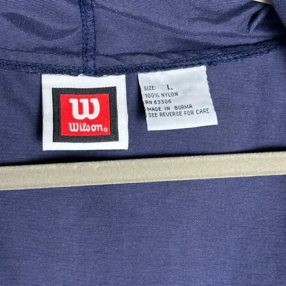 Wilson Men's Large Blue Vest Full Zip Hooded Tennis Golf Outdoor Activewear EUC